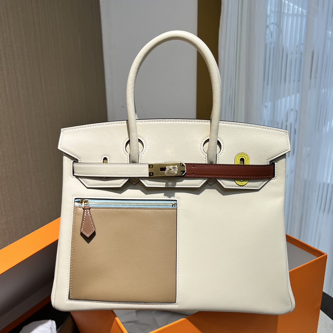 Hermes Birkin 30CM Swift Leather Handbag White 